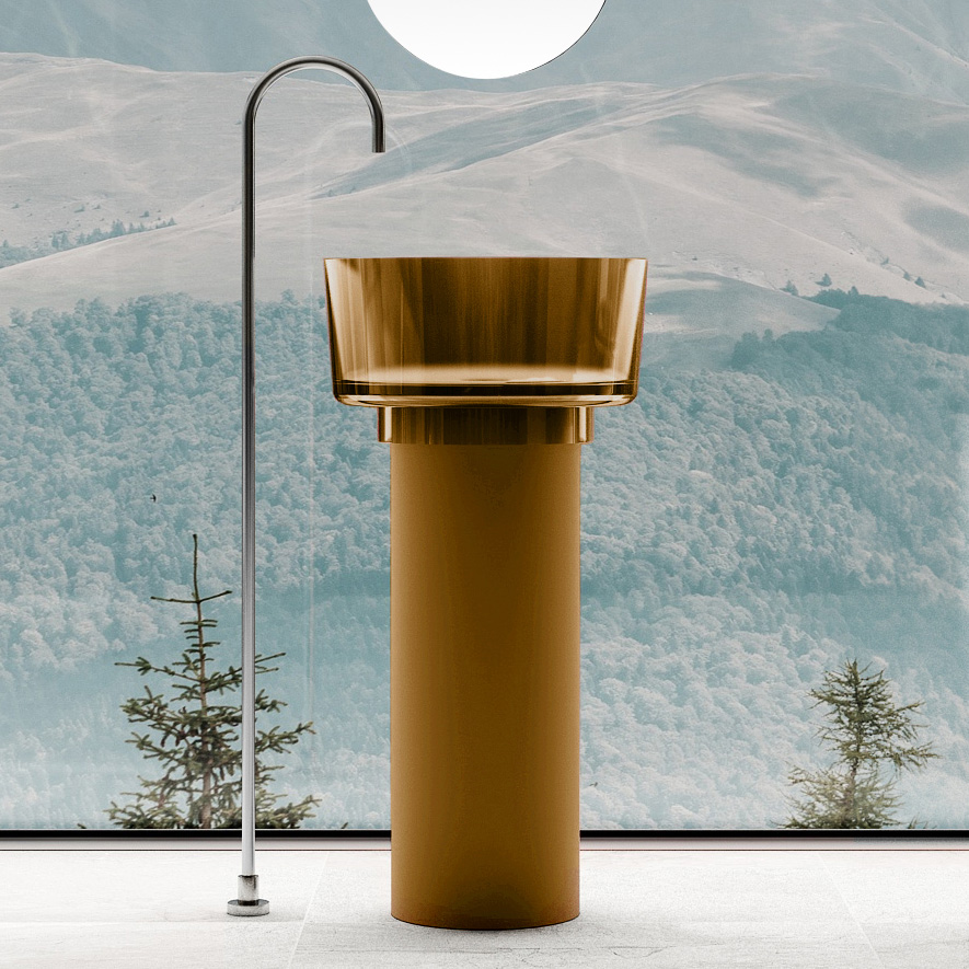 Раковина отдельностоящая прозрачная ABBER Kristall AT2702Vesuvian оливковая цена от 110 000 ₽ Фото Раковина отдельностоящая прозрачная ABBER Kristall AT2702Vesuvian оливковая