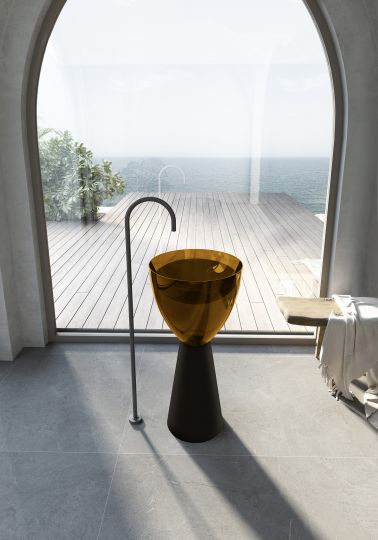 Раковина отдельностоящая прозрачная ABBER Kristall AT2703Black-Vesuvian черный/оливковый схема 3