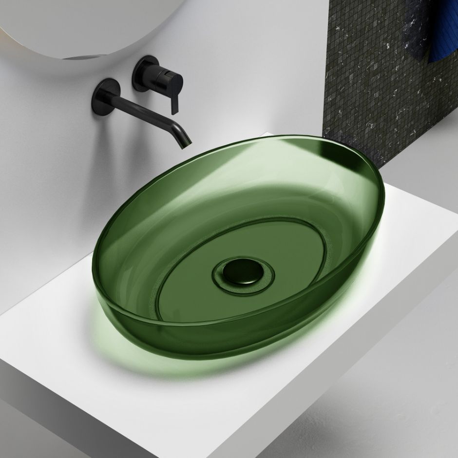 Изображение Раковина накладная прозрачная ABBER Kristall AT2801Emerald зеленая