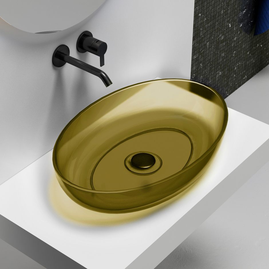 Изображение Раковина накладная прозрачная ABBER Kristall AT2801Vesuvian оливковая