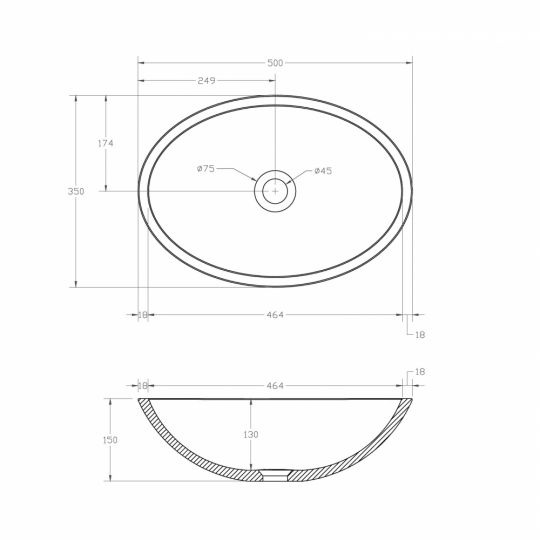 Раковина накладная прозрачная ABBER Kristall AT2802Aquamarin бирюзовая схема 2