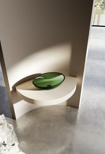 Раковина накладная прозрачная ABBER Kristall AT2802Emerald зеленая схема 3