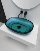 Раковина накладная прозрачная ABBER Kristall AT2805Aquamarin бирюзовая схема 4