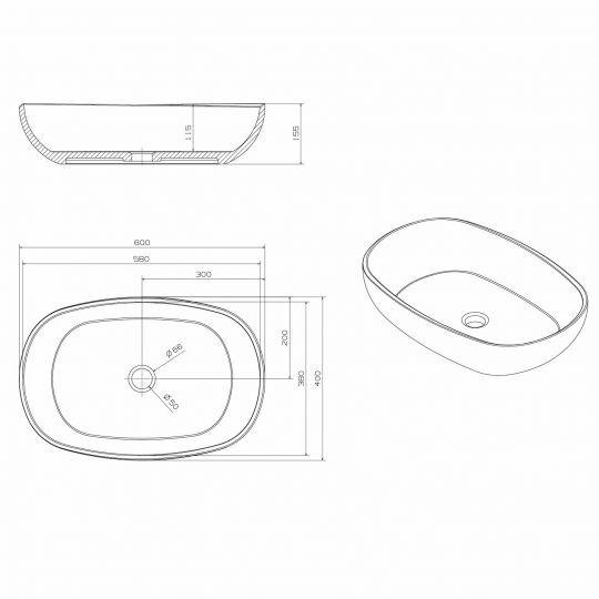 Раковина накладная прозрачная ABBER Kristall AT2805Vesuvian оливковая схема 2