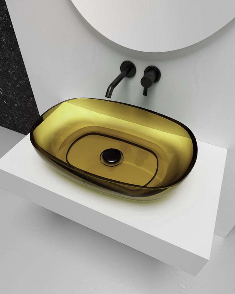 Раковина накладная прозрачная ABBER Kristall AT2805Vesuvian оливковая ФОТО