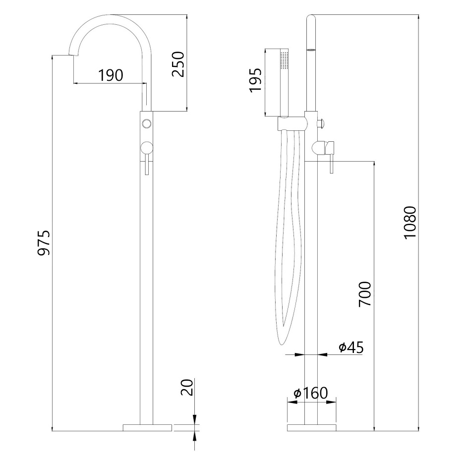 Смеситель ABBER Wasser Kreis AF8115GN напольный для ванны, золото матовое ФОТО