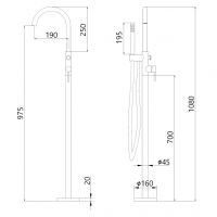 Смеситель ABBER Wasser Kreis AF8115GN напольный для ванны, золото матовое схема 2