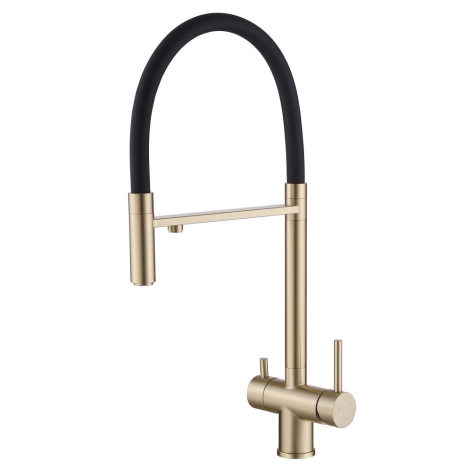 Изображение Смеситель ABBER Wasser Kreis AF81141G для кухни с подключением фильтра и выдвижной лейкой, золото матовое