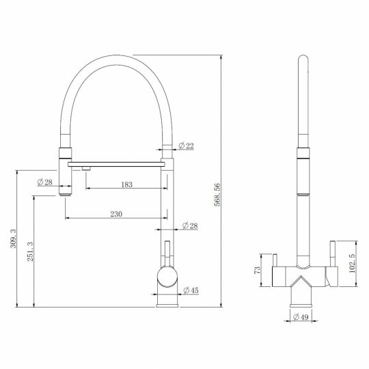 Смеситель ABBER Wasser Kreis AF81141SP для кухни с подключением фильтра и выдвижной лейкой, сатин схема 2 Смеситель ABBER Wasser Kreis AF81141SP для кухни с подключением фильтра и выдвижной лейкой, сатин схема 2