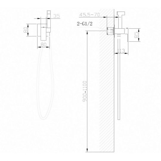 Смеситель ABBER Daheim AF8226W с гигиеническим душем,белый матовый схема 2