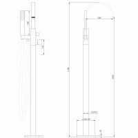 Смеситель ABBER Wasserfall AF8615SP напольный для ванны с душем, сатин схема 2