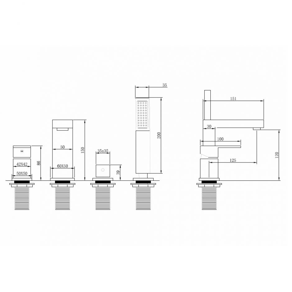 Смеситель ABBER Daheim AF8213NG на борт ванны, никель ФОТО