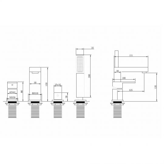 Смеситель ABBER Daheim AF8213NG на борт ванны, никель схема 2