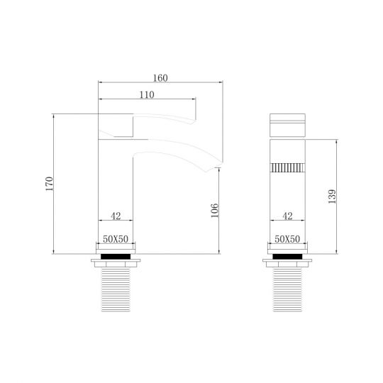 Смеситель ABBER Wasserfall AF8610G для раковины, золото матовое схема 2