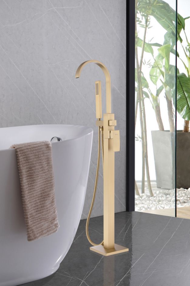 Смеситель ABBER Wasserfall AF8615G напольный, золото матовое ФОТО