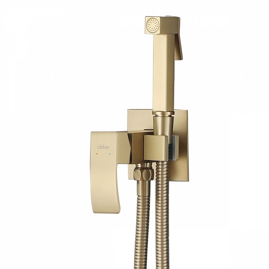 Изображение Смеситель ABBER Wasserfall AF8625G с гигиеническим душем, золото матовое