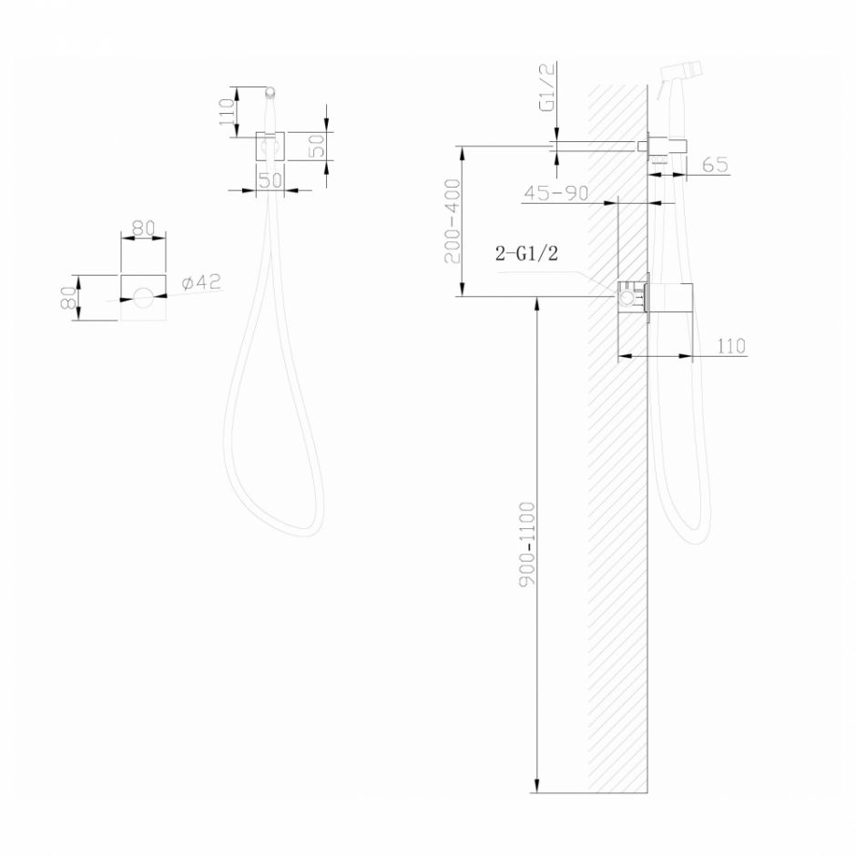 Смеситель ABBER Rund AF8725G с гигиеническим душем, золото матовое ФОТО
