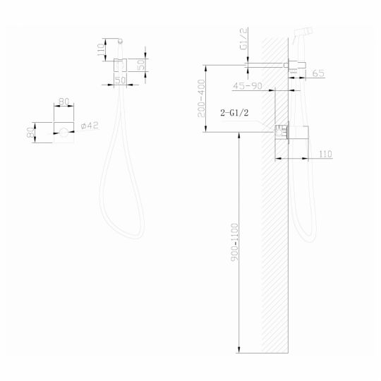 Смеситель ABBER Rund AF8725G с гигиеническим душем, золото матовое схема 2