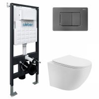 Комплект подвесной унитаз ABBER Bequem AC1100T белый с инсталляцией AC0105 и кнопкой AC0120NG никель схема 1