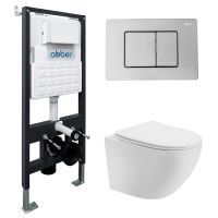 Комплект подвесной унитаз ABBER Bequem AC1100T белый с инсталляцией AC0105 и кнопкой AC0120 хром схема 1 Комплект подвесной унитаз ABBER Bequem AC1100T белый с инсталляцией AC0105 и кнопкой AC0120 хром схема 1