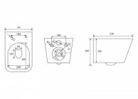 Комплект подвесной унитаз ABBER Rechteck AC1201MB черный матовый с инсталляцией AC0105 и кнопкой AC0121 хром схема 2