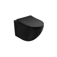 Унитаз ABBER Bequem AC1100TMB подвесной черный матовый, безободковый, смыв торнадо схема 1