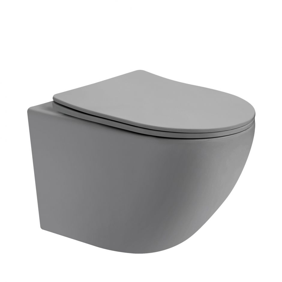 Изображение Унитаз ABBER Bequem AC1101TMG подвесной серый матовый, безободковый, смыв торнадо