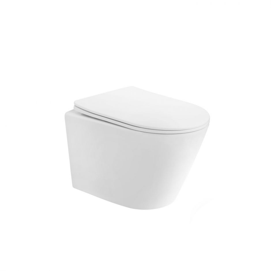 Изображение Унитаз ABBER Bequem AC1102TMW подвесной белый матовый, безободковый, смыв торнадо