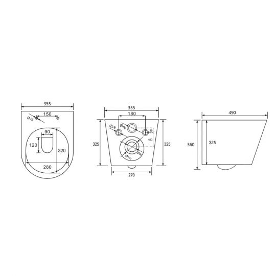 Унитаз ABBER Bequem AC1102TMG подвесной серый матовый, безободковый, смыв торнадо схема 2 Унитаз ABBER Bequem AC1102TMG подвесной серый матовый, безободковый, смыв торнадо схема 2