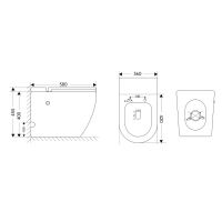 Унитаз ABBER Bequem AC1115PMB приставной черный матовый с импульсным смывом схема 2 Унитаз ABBER Bequem AC1115PMB приставной черный матовый с импульсным смывом схема 2
