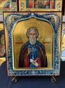 Сергий  Радонежский 27х31 см (рукописная икона с сусальным золотом и чеканкой)