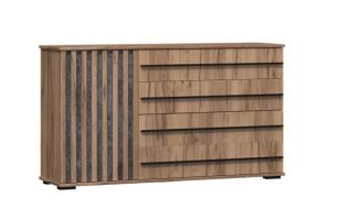 Марракеш Комод 1 створка 4 ящика (ш1372*г380*в784мм) Дуб вотан/Цемент темный