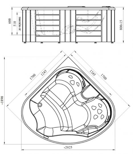 Мини-бассейн Radomir Корнелия 1-30-0-0-0-164Б 170х170 схема 2