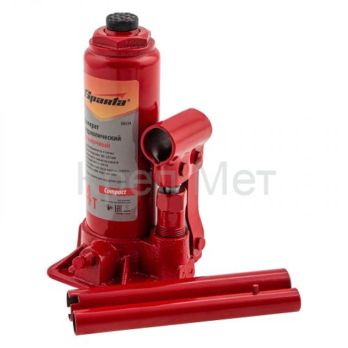 Домкрат гидравлический бутылочный, 4 т, h подъема 180–320 мм Sparta Compact