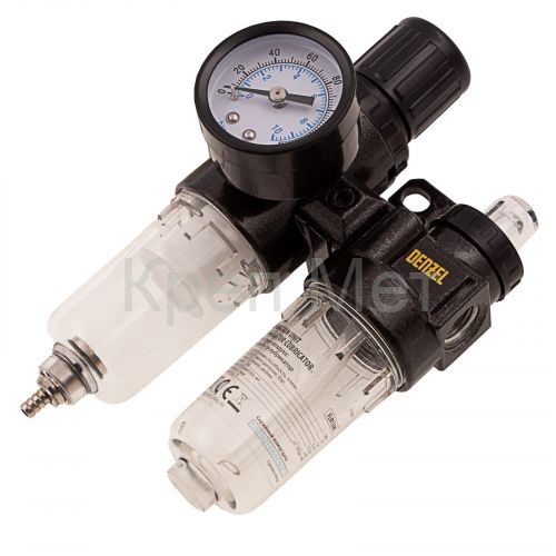 Блок подготовки воздуха регулятор-фильтр-лубрикатор FLR1500, 10 бар, 1500 л/мин, 1/4" Denzel