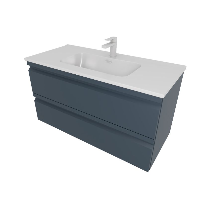 Тумба с раковиной Aquatek 100см ВЕГА, 2 ящика, цвет серый матовый AQ77100-MG