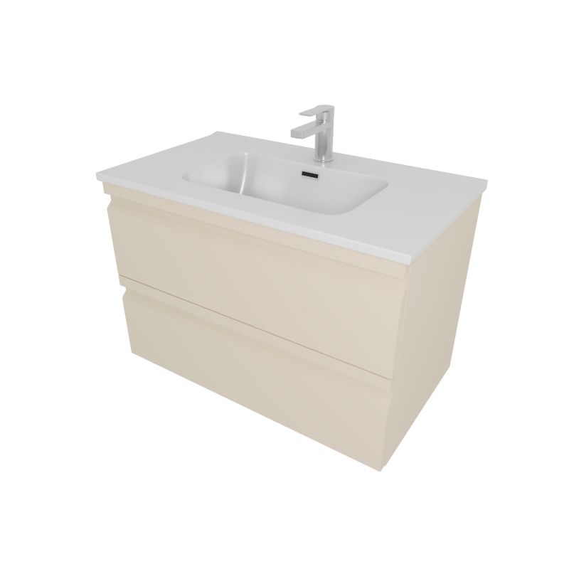 Тумба с раковиной Aquatek 80см ВЕГА, 2 ящика, цвет капучино светлый AQ77080-LC