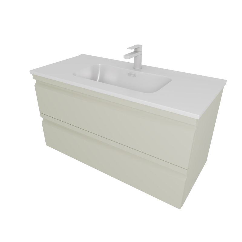 Тумба с раковиной Aquatek 100см ВЕГА, 2 ящика,  цвет шалфей зеленый AQ77100-GS