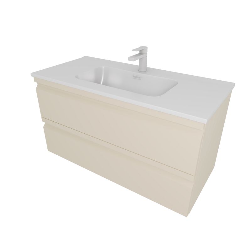 Тумба с раковиной Aquatek 100см ВЕГА, 2 ящика, цвет капучино светлый AQ77100-LC