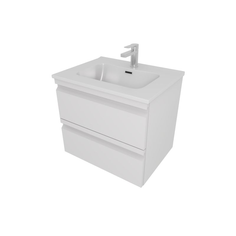 Тумба с раковиной Aquatek 60 см ВЕГА, 2 ящика, цвет белый матовый AQ77060-MW