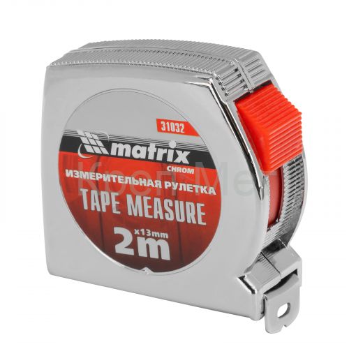 Рулетка Chrom,2 м x 13 мм,хромированный корпус Matrix