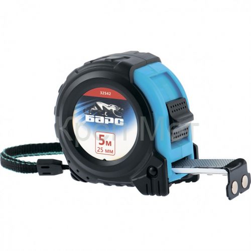 Рулетка Вектор 5 м х 25 мм,утолщенное полотно,магнитный зацеп,обрезиненный корпус Барс