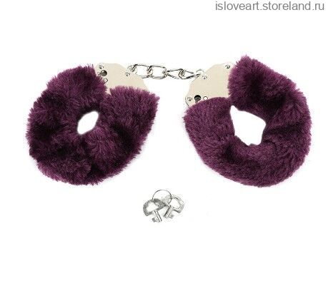 Наручники с мехом, цвет фиолетовый
