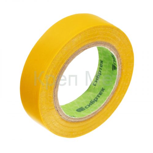 Изолента ПВХ, 15 мм х 10 м, желтая Сибртех