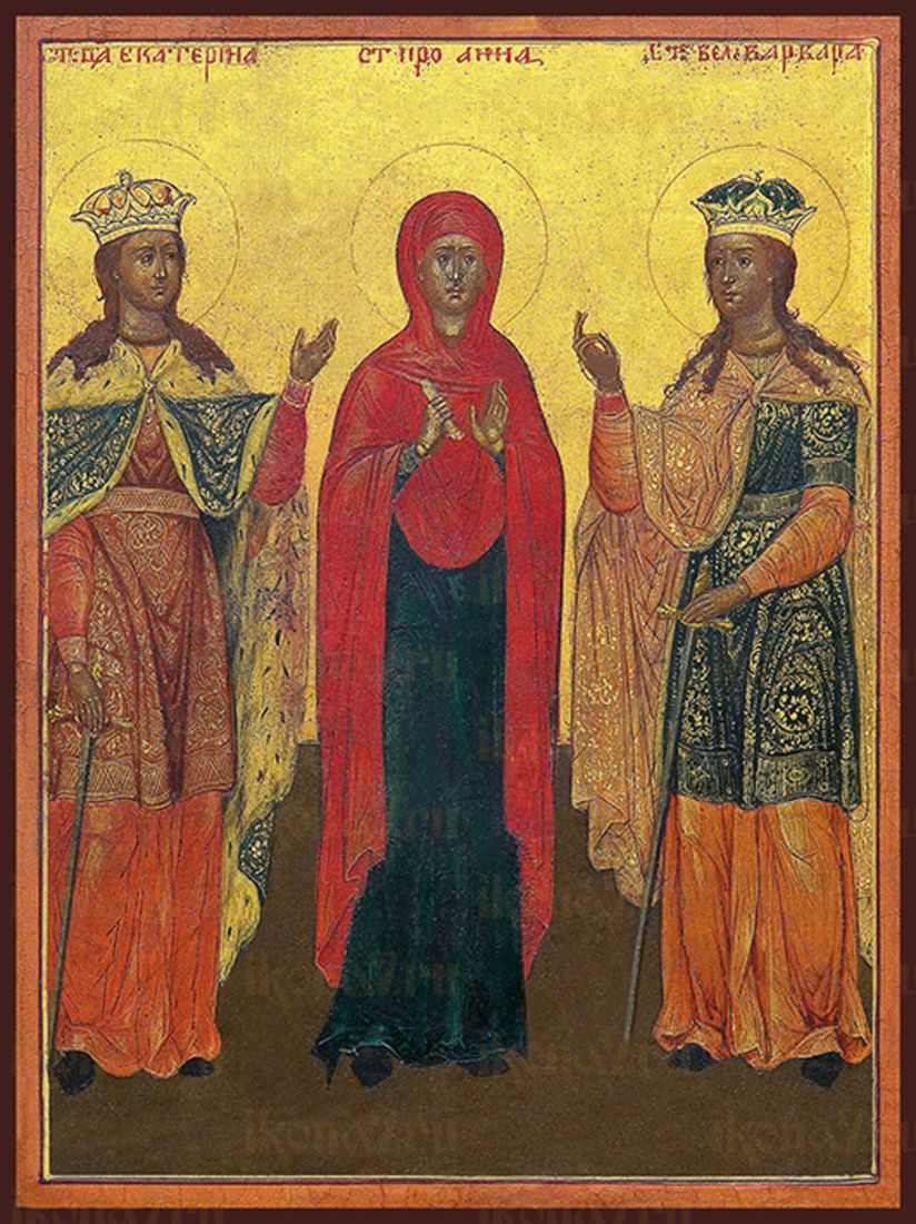 Икона Екатерина, Анна и Варвара (Премиум UV-печать)(ЮДД-473)