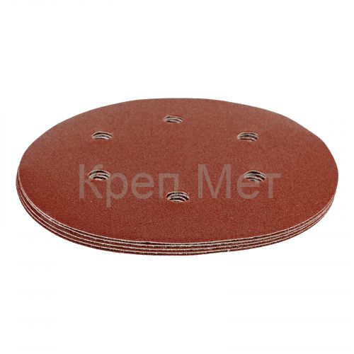 Круг абразивный на ворсовой подложке под "липучку", перфорированный, P 220, 150 мм, 5 шт Matrix