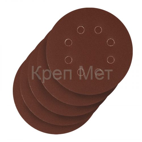 Круг абразивный на ворсовой подложке под "липучку", перфорированный, P 180, 125 мм, 5 шт Сибртех