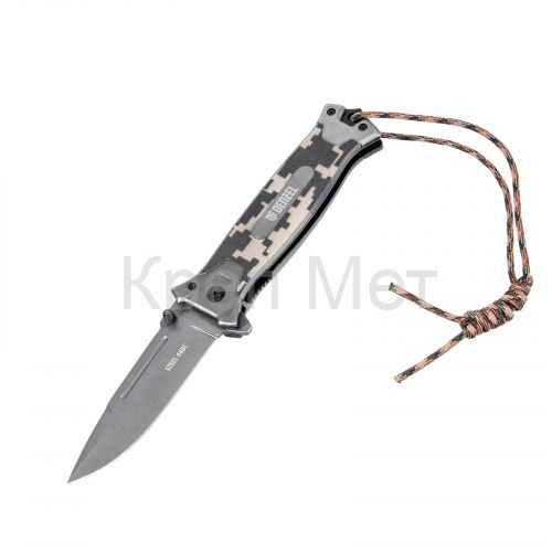 Нож складной, многоцелевой, системы Liner-Lock, с накладкой G10 на прямой рук-ке+стеклобой Denzel