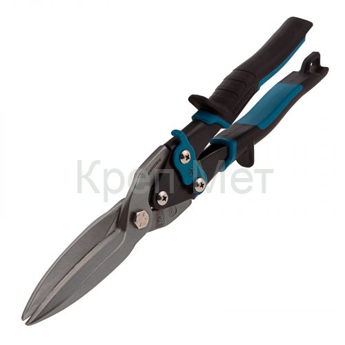 Ножницы по металлу "Piranha", 270 мм, прямой проходной рез, сталь СrMo, двухкомпонентные рукоятки Gross