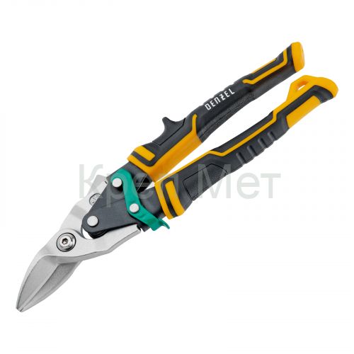 Ножницы по металлу, 270 мм, прямой и правый рез, сталь-СrMo, трехкомпонентные рукоятки Denzel